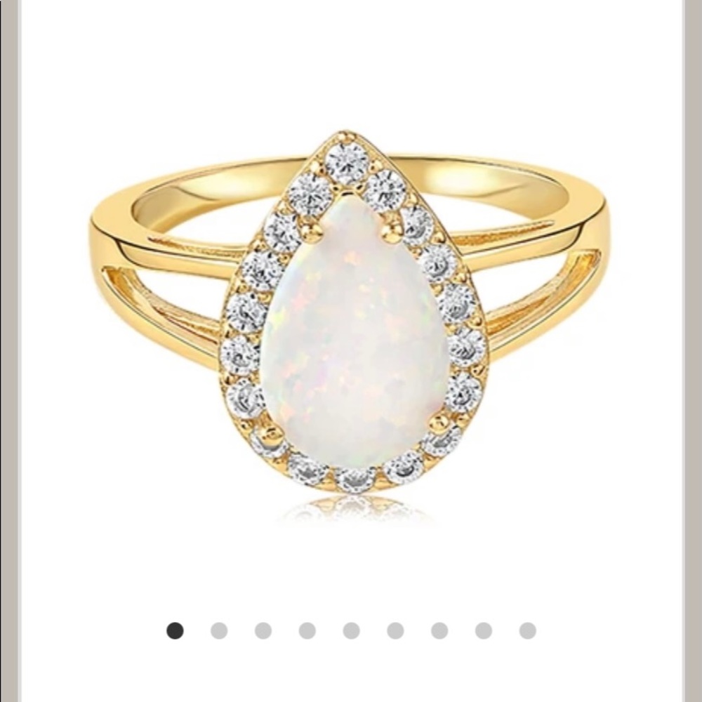 Blush and Bar 18K Yellow Gold Ring w/ Opal